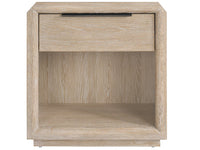 Wooden nightstand with a drawer on a white background