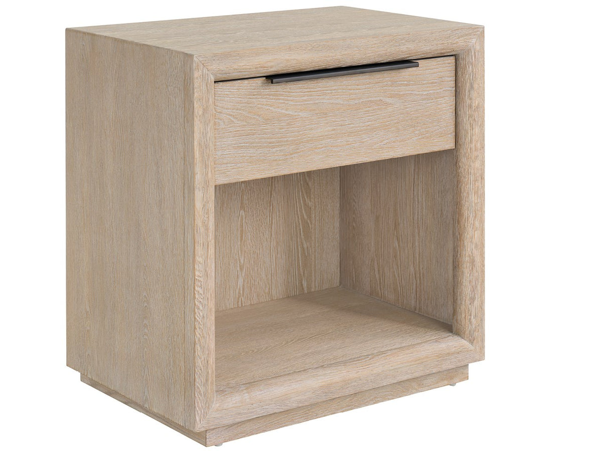 Wooden nightstand with a drawer on a white background