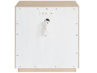 White electronic device with wooden base and top on a white background