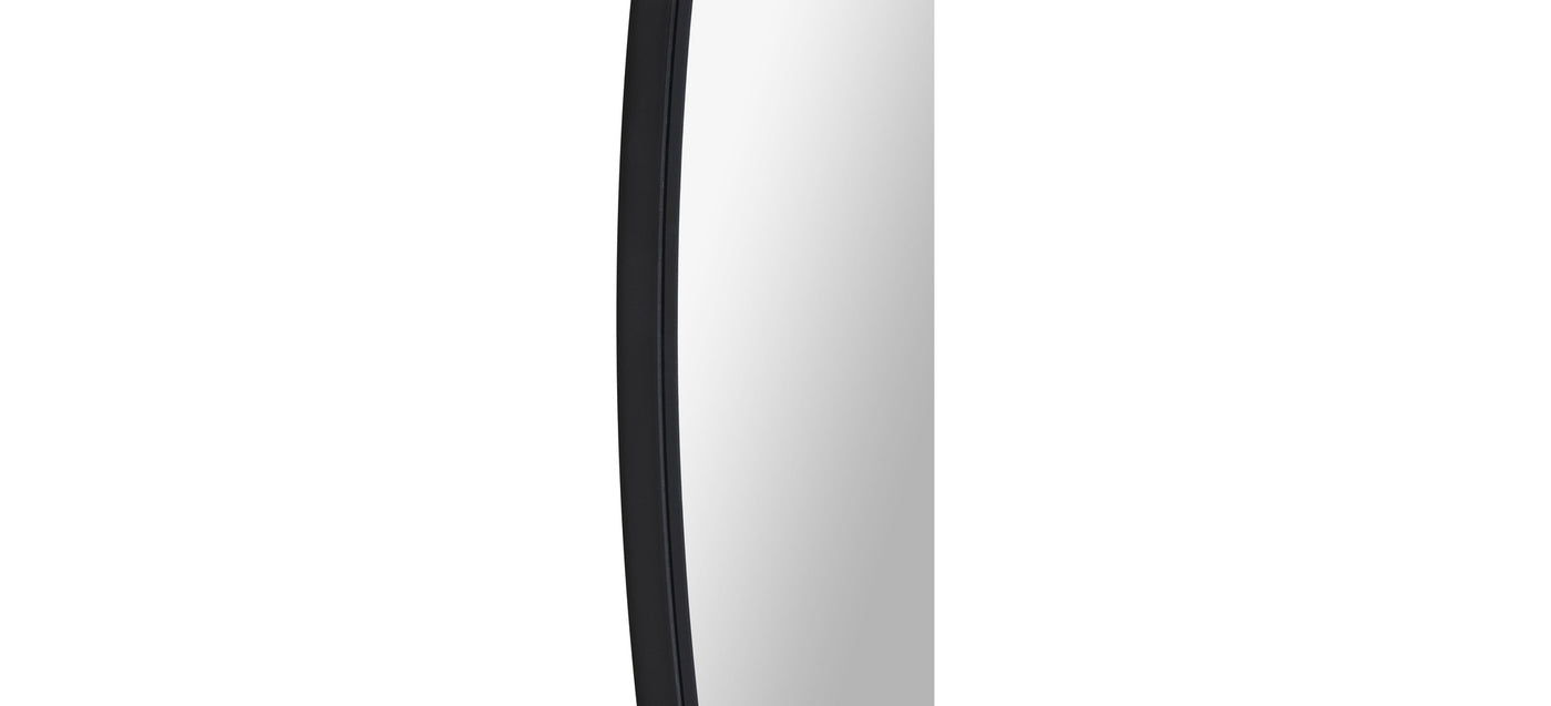 Side look of a mirror with black frame on a white background