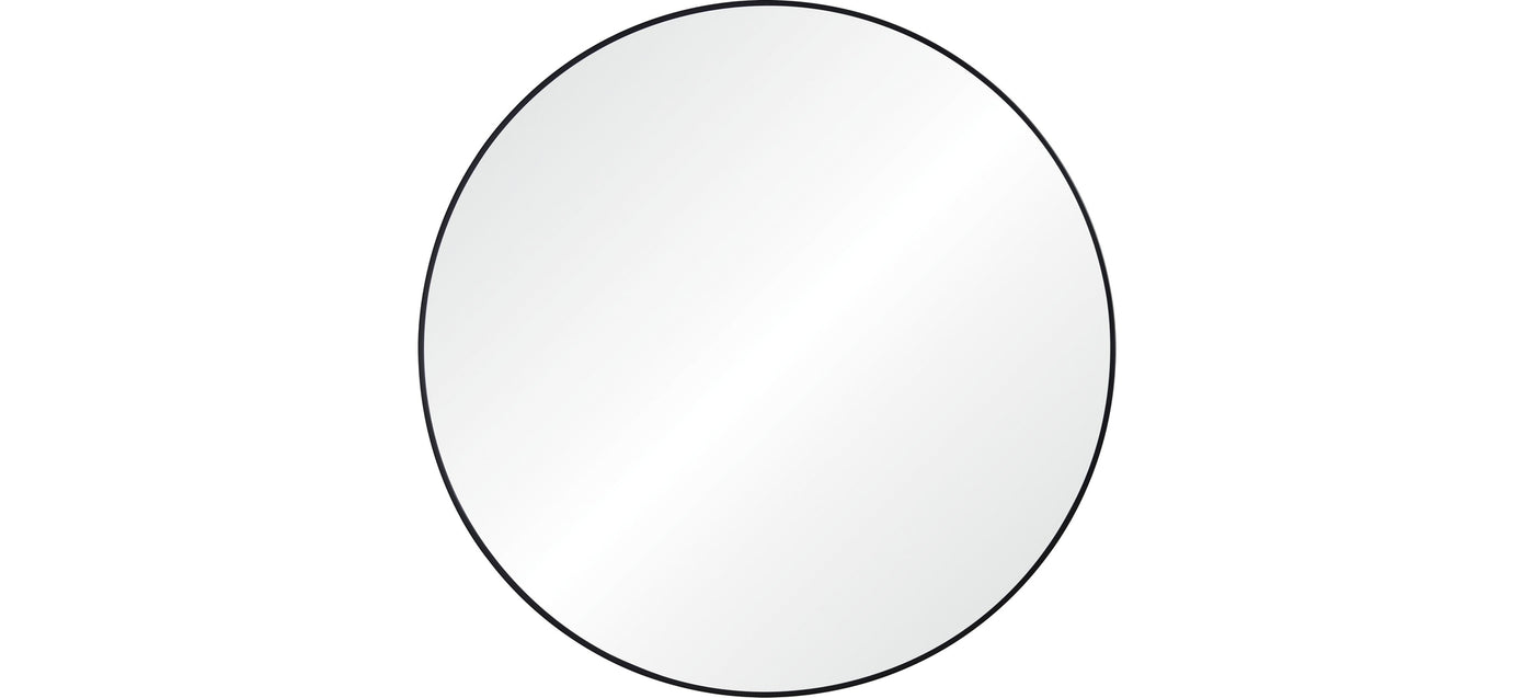 A mirror with black frame on a white background
