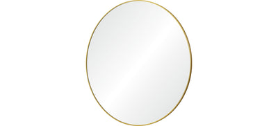 A mirror with brass frame on a white background