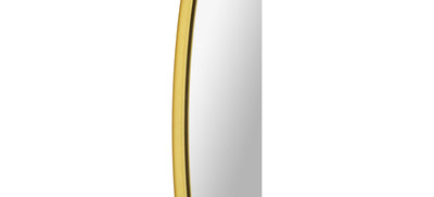 A mirror with brass frame on a white background