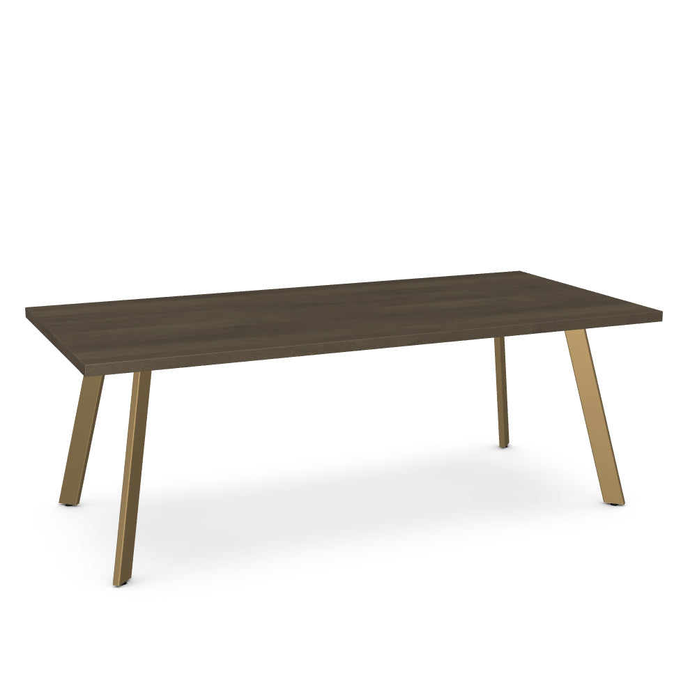 Amy Dining Table - Solid Wood
A rectangular dining table with a dark wood top and brass accent legs.