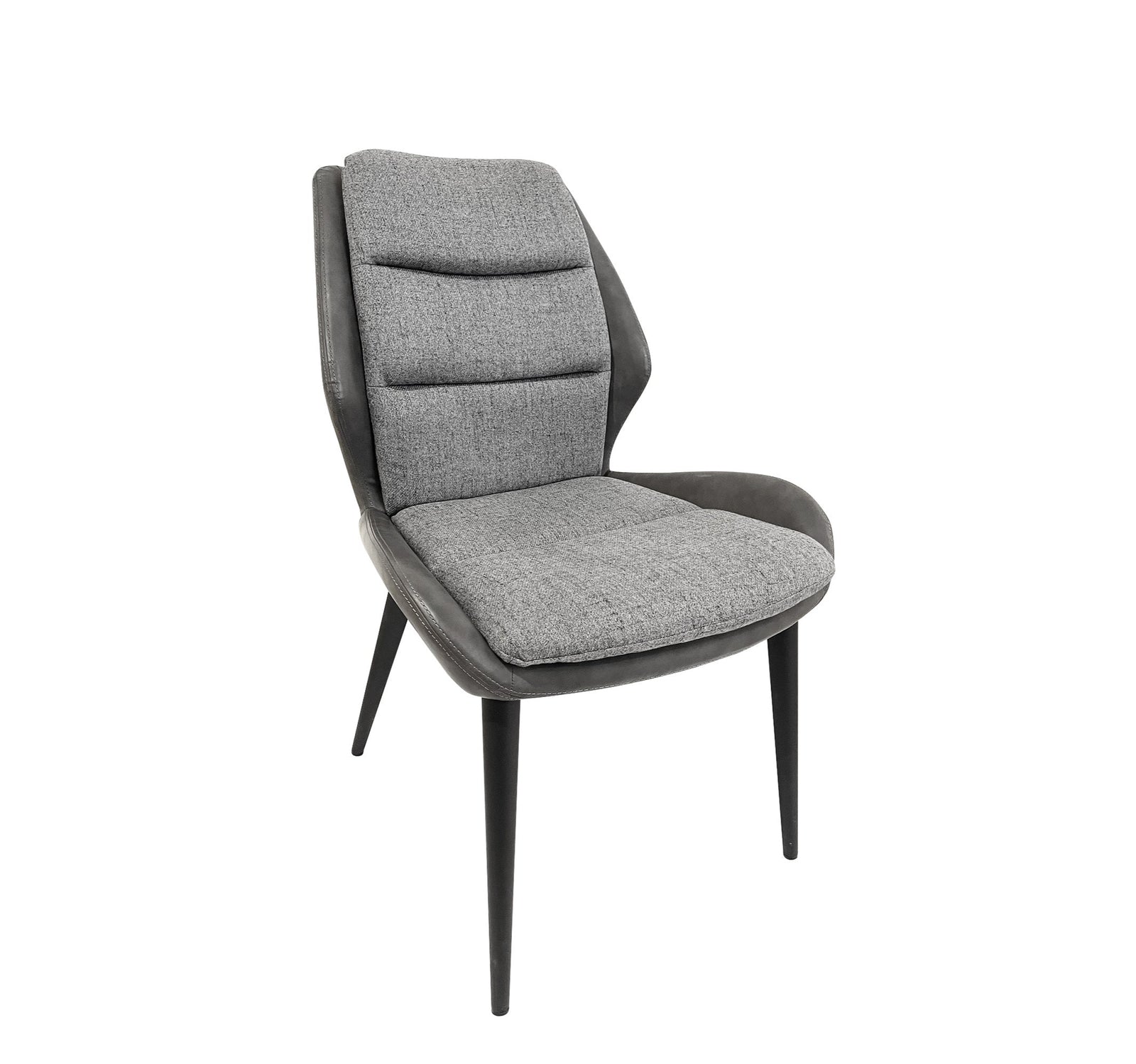 Gray upholstered chair on a white background