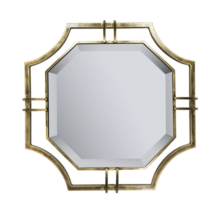 Antique brass frame mirror with a simple, elegant design