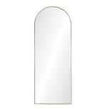 Arched mirror with a gold frame on a white background