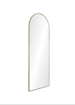 Arched mirror with a gold frame on a white background
