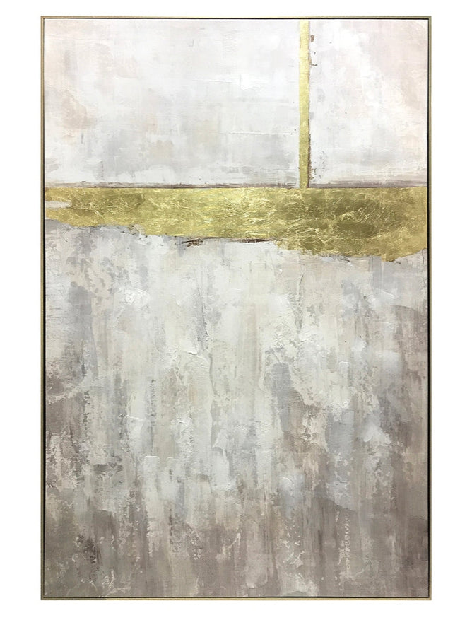 This image features the "Aura Wall Art," a modern painting that captures the essence of elegance and contemporary style. The artwork displays shifting silhouettes of white and cream, creating a serene and sophisticated visual effect.