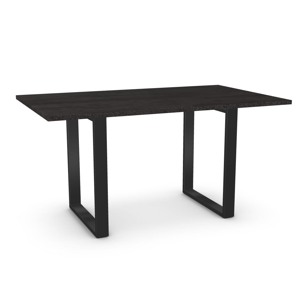 Charlotte Dining Table - Laminate
A rectangular dining table with a laminate top and matt black legs, viewed from a angle.