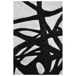 Hand painted black and white abstract design on canvas with a black frame.