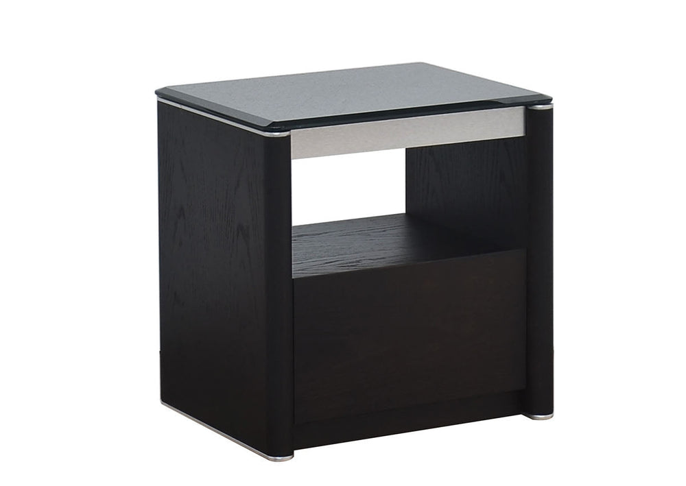 Black side table on a white background