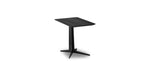 A rectangular side table with a black oak top and a black powder-coated iron base.