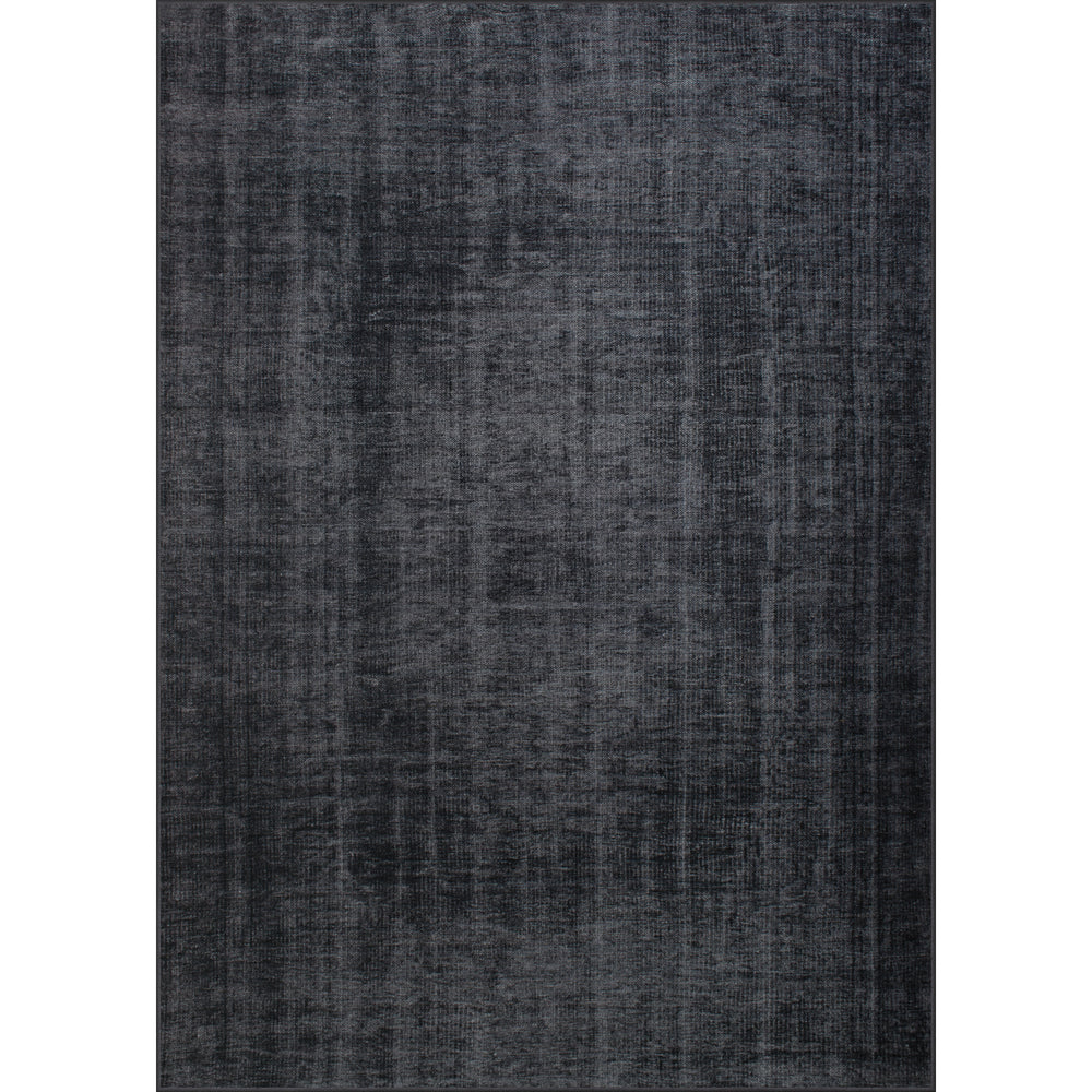 A dark navy area rug with a textured weave pattern, designed for use in a bedroom or hallway.