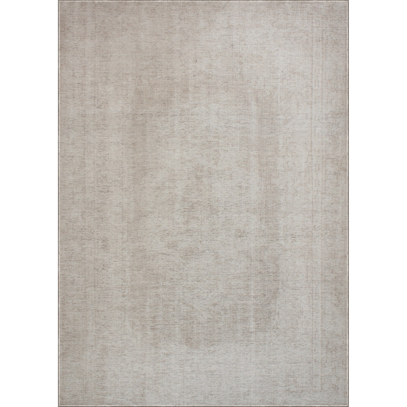 A light beige, solid pattern area rug.