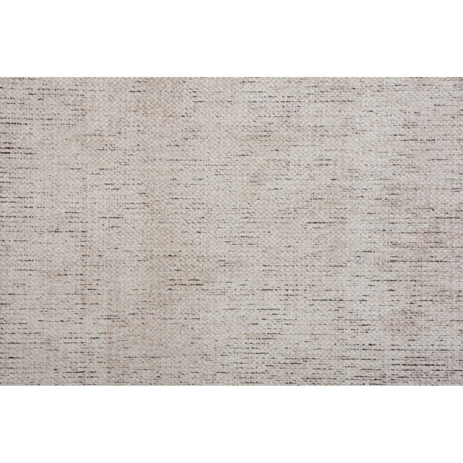 A light beige, solid pattern area rug.