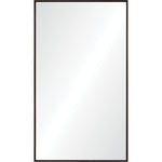 A full length mirror with a dark chestnut finish, rectangular in shape, with a simple and elegant design.