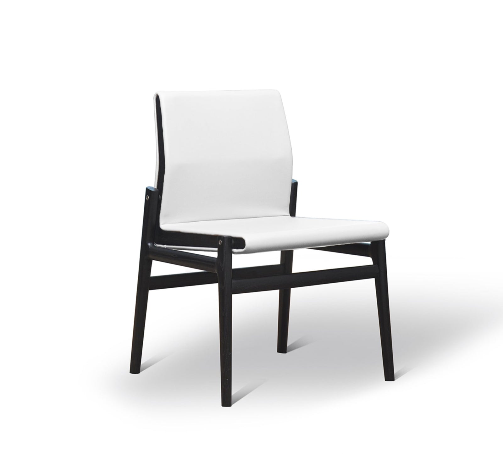White chair with black frame on a white background