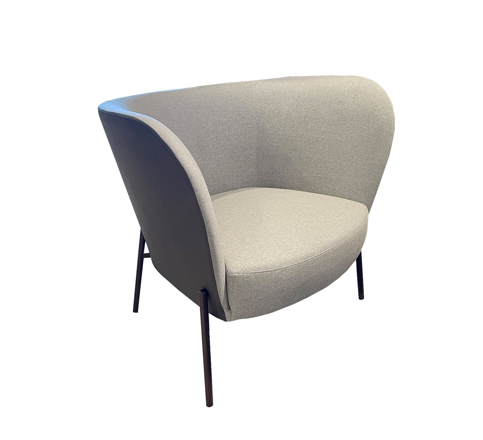 Modern chair with a curved backrest on a white background