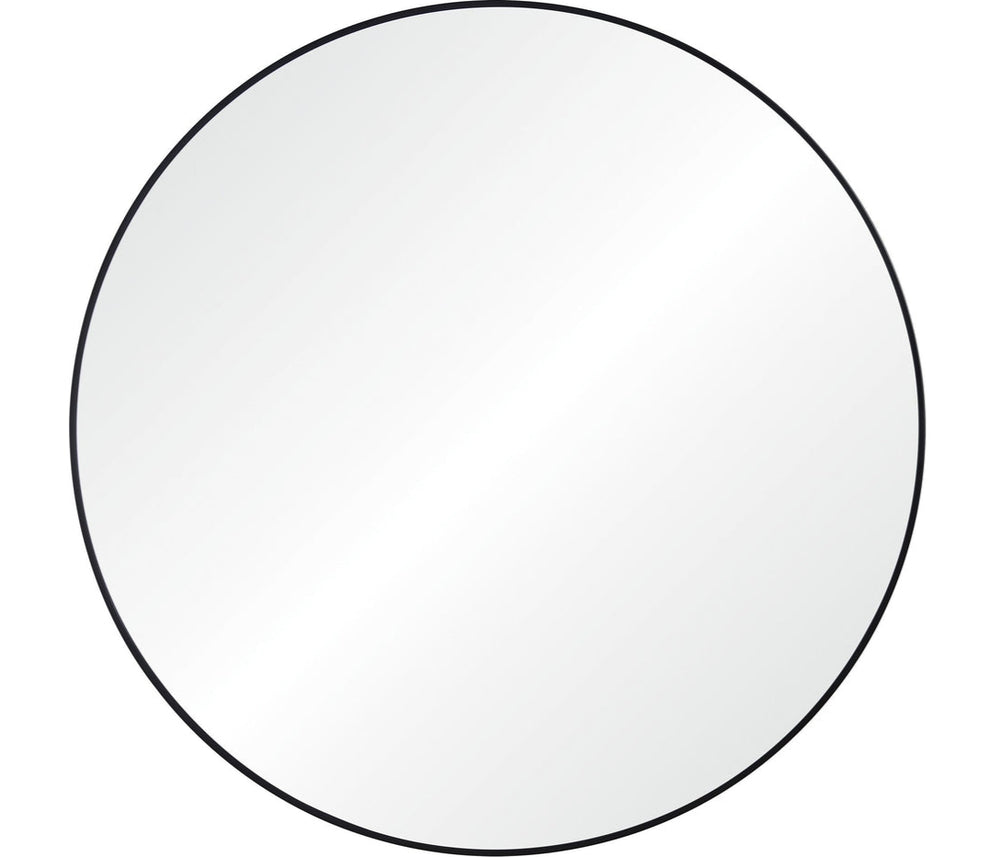A mirror with black frame on a white background
