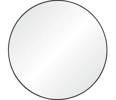 A mirror with black frame on a white background