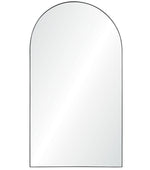 An arch-shaped full-length mirror with a matte black frame.