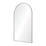 An arch-shaped full-length mirror with a matte black frame.