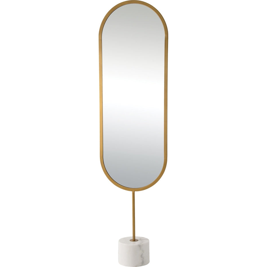 Gold-framed mirror on a white background