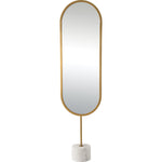 Gold-framed mirror on a white background