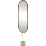 Oval-shaped mirror on a white background