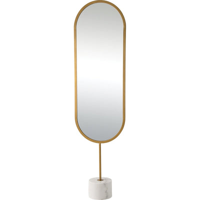 Gold-framed mirror on a white background