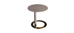 Small round table with a gold base on a white background