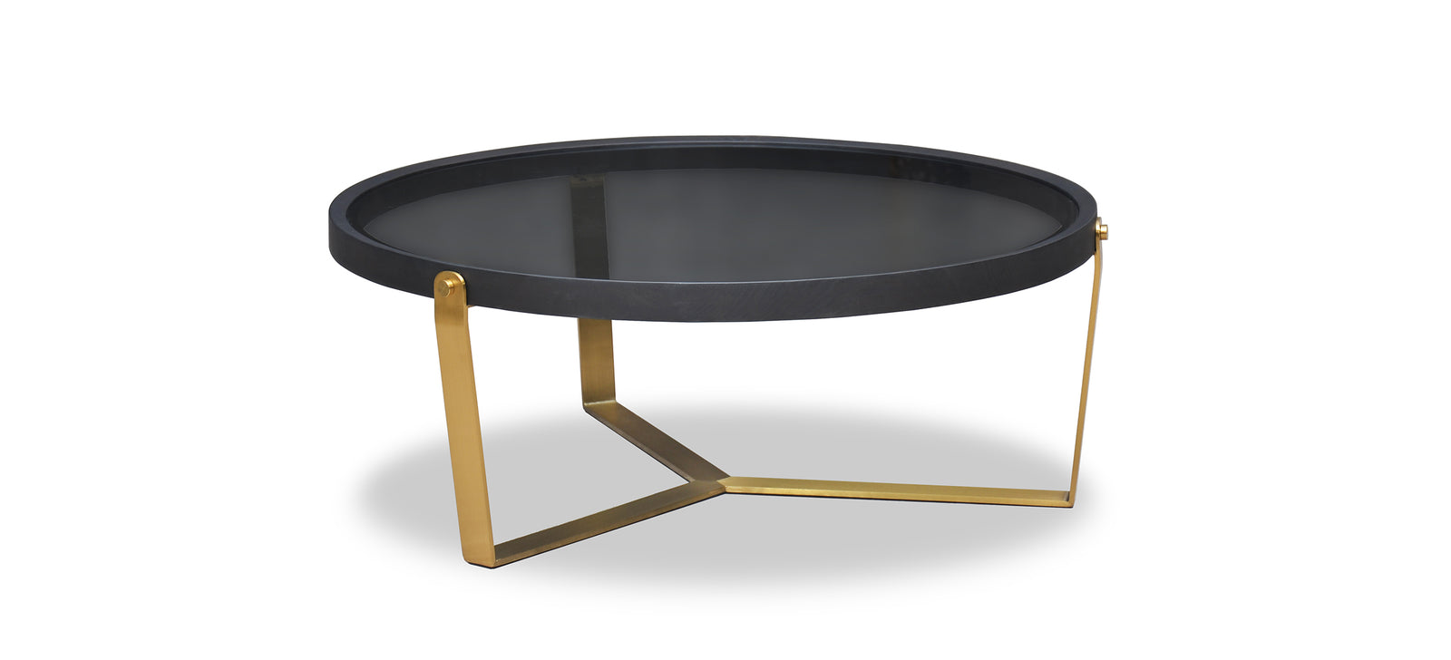 Murphy glass coffee table-Tempered & Brass