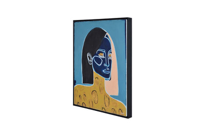 A canvas wall art painting with a blue background
