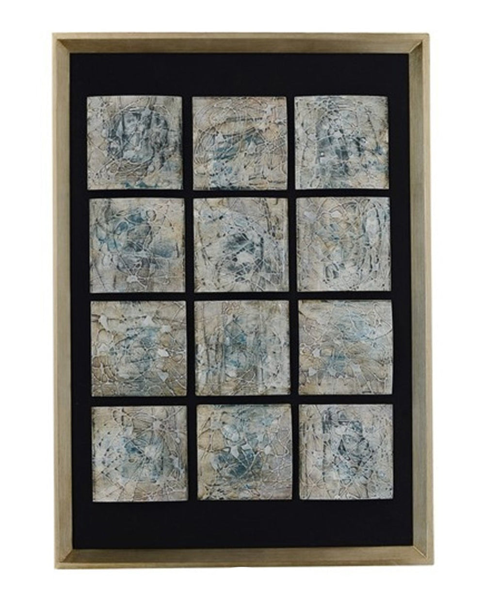 Abstract blocks wall art with sliver frame Hoya Casa 