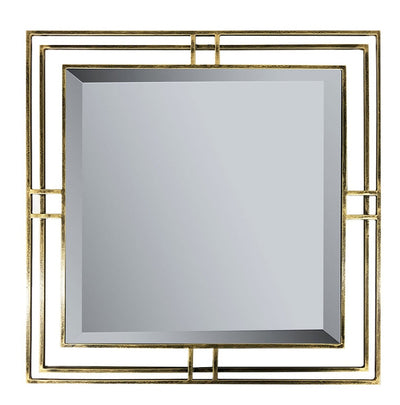 Square Antique Brass Frame Mirror