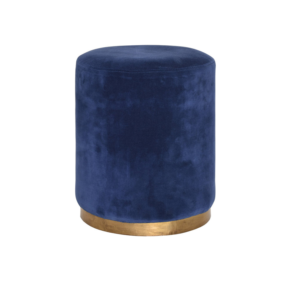 Templar Blue Ottoman with Brass Base