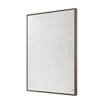 A minimalistic textured canvas painting in a black frame, predominantly white color