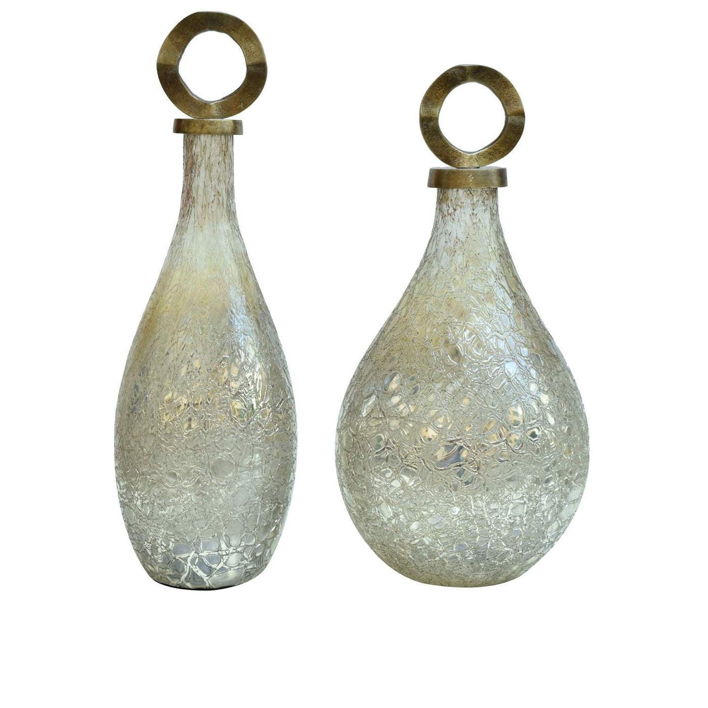 Glass Bottle With Brass Lid Decor