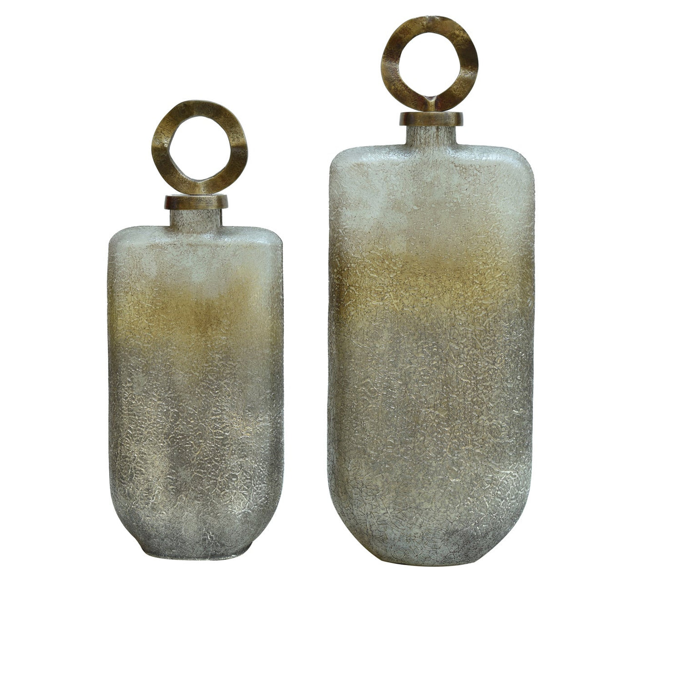 Glass Bottle with Brass lid Container Decor